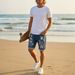 Men's Clothing Men's Trendy Ripped Patched Denim Shorts Mid Length Summer Hot Selling Street Style For Riding Breeches_mkmklike.com