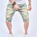 Retro Men's Clothing Slim Fit Skinny Jeans Trendy Distressed Five Point Denim High Waisted Blue Wash_mkmklike.com