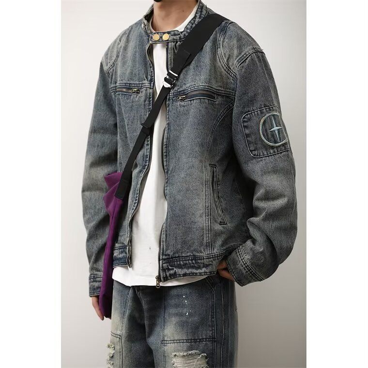 American Style Vintage Washed Denim Jacket For Men, Loose Versatile On The Streets, Stylish And Rugged_mkmklike.com