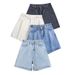 Women's Clothing Cotton Elastic Large Size Denim Shorts Women Summer Thin Style Net Celebrity Slim Loose High Waist A Wide Leg Shorts Women_mkmklike.com