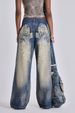 Women's Clothing Washed Old Gradient Wings Printing Retro New Loose Wide Leg Denim_mkmklike.com