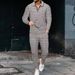 Men's Clothing texture suit long-sleeved polo suit sports pants fashion casual half zipper stand collar suit_mkmklike.com