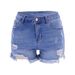 Women's High-Waisted Ripped Denim Shorts – Stretch Comfort, Distressed Style & Trendy Frayed Hem_mkmklike.com