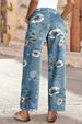 Women's Printed Denim Spring And Autumn Straight Wide Leg Pants_mkmklike.com