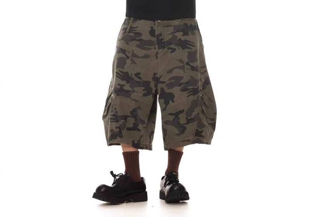 Unisex Camo Denim Shorts With Rivet & Pleated Details - Streetwear Baggy Cargo Pants For Men & Women (M-3xl)_mkmklike.com