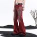 Men's Clothing New Red Flared Floor Length High Street Jeans For Men, Street Class And Niche_mkmklike.com