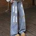 American High Street Design Graffiti Jeans Men's Trendy Brand Niche Vintage Washed Ink Splash Loose Wide-Leg Pants_mkmklike.com