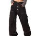 AXHUI Vintage Button Detail Jeans – Unisex Relaxed Fit Straight Leg Denim Pants (Mid-Rise, Washed Black, Minimal Stretch)_mkmklike.com