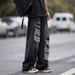 American Retro Ripped Jeans Men's Spring And Autumn Washed Old Loose Wide-leg Straight Mopping Tide High Street Pants_mkmklike.com
