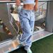 Women's Clothing Utility Cargo Pants Women – Oversized Drawstring Waist Jeans (Light Blue, S-XXL)_mkmklike.com