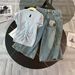 Women's Clothing Women's Summer New Casual Sports Fashion Suit Round Neck Back Tie Hollow Short Sleeve Denim Pants Two Piece Suit_mkmklike.com