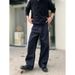 Vintage American Style Straight Leg Jeans For Men - Relaxed Fit, Adjustable Waist, Classic Black Denim Pants_mkmklike.com