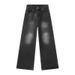 Men's Vintage Wide-Leg Jeans – Retro High Waisted Loose Fit Denim Pants For Summer, Casual Streetwear With Distressed Wash_mkmklike.com