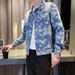 Handsome Young Man's Spring New Denim Personalized Jacquard Printed Pattern Washed Fashionable Men's Jacket_mkmklike.com