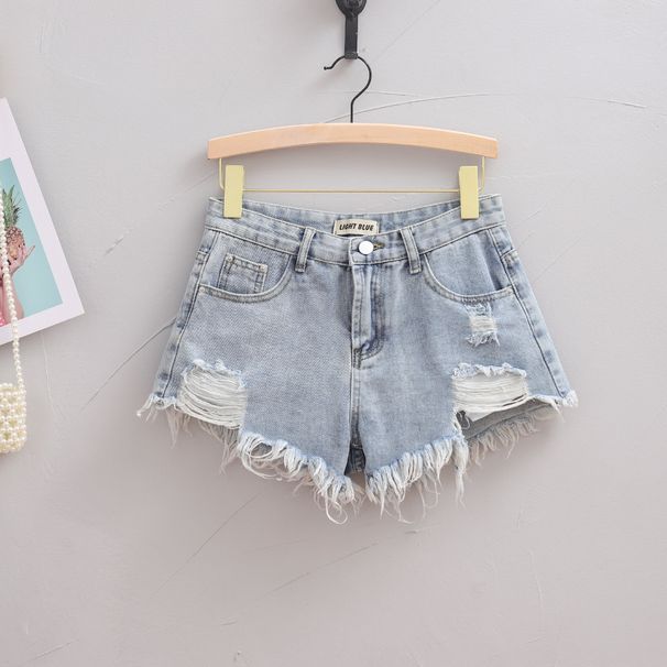High Count Ripped And Fringed Denim Shorts for Women Trendy Hot Pants Summer Fashion Must-Have Stylish A-Line Mini Skirt for Bloggers_mkmklike.com