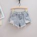 High Count Ripped And Fringed Denim Shorts for Women Trendy Hot Pants Summer Fashion Must-Have Stylish A-Line Mini Skirt for Bloggers_mkmklike.com