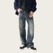 Men's Vintage Washed Flare Jeans – 100% Cotton Retro Denim With Distressed Details & Bootcut Hem For 90s Street Style_mkmklike.com