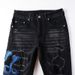 Men's Hip Hop Embroidered Ripped Patch Jeans Large Size Stretch Skinny Pants Mid Waist Long Denim Non-Stretch Casual Hip Hop_mkmklike.com