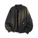 Black Padded Shoulder Boxy Short For Men, Spring Cleanfit High Street Flight Worker Style American Jacket_mkmklike.com