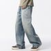 Distressed Washed Jeans For Men Loose Straight Pants American Street Style Cool Frayed Vintage Wide-Leg Long Trousers_mkmklike.com