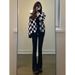 Women's Flared Jeans 2023 New Spring And Autumn High-waisted Slim-fit Black Bootcut Pants For Petite Figures_mkmklike.com