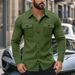 Spring Autumn European And American Cross-Border Casual Men's Fleece-Lined Turn-Down Collar Single-Breasted Solid_mkmklike.com