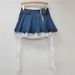 Denim Skirt Women 2025 Spring And Summer American Punk Irregular Lace Splicing Design Slim A Line Skirt Trend_mkmklike.com