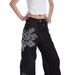Unisex Vintage Floral Print Oversized Straight-Leg Jeans Baggy Trousers with Tribal Motifs Streetwear Retro Style_mkmklike.com