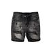 2025 Spring And Summer Fashion Men's Washed, Ripped, Patch, Ink Splashed Slim Fit Small Foot Gray Black Denim Shorts Men_mkmklike.com