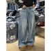 Women's Clothing Plus Size Rhinestone Denim Jeans Loose Slimming Wide Leg Floor Length Pants Retro Design For Women Sexy Autumn Winter_mkmklike.com