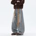 Cartoon Towel Embroidery Flared Jeans – Baggy Wide-Leg Trousers, Streetwear Vintage Denim Pants For Men, Retro Loose Fit With Unique Design_mkmklike.com
