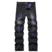 Men's Distressed Straight-Leg Jeans – Relaxed Fit Stretch Denim (30-46, Black Washed)_mkmklike.com