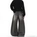Men's Clothing Retro Washed Silhouette Jeans For Men Spring Trendy Brand Loose Long Pants Split Structure Scimitar Design_mkmklike.com