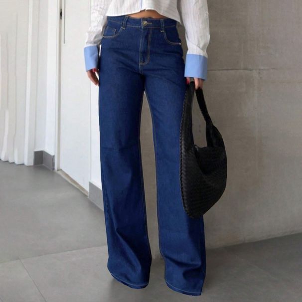 Women's Clothing Women's Retro Minimalist High-Waisted Slimming Straight Leg Casual Jeans No Belt For Formal & Casual For Women_mkmklike.com