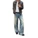 Vintage Washed Denim Jeans Relaxed Straight Fit Distressed Details Cleanfit Aesthetic for Men And Women_mkmklike.com