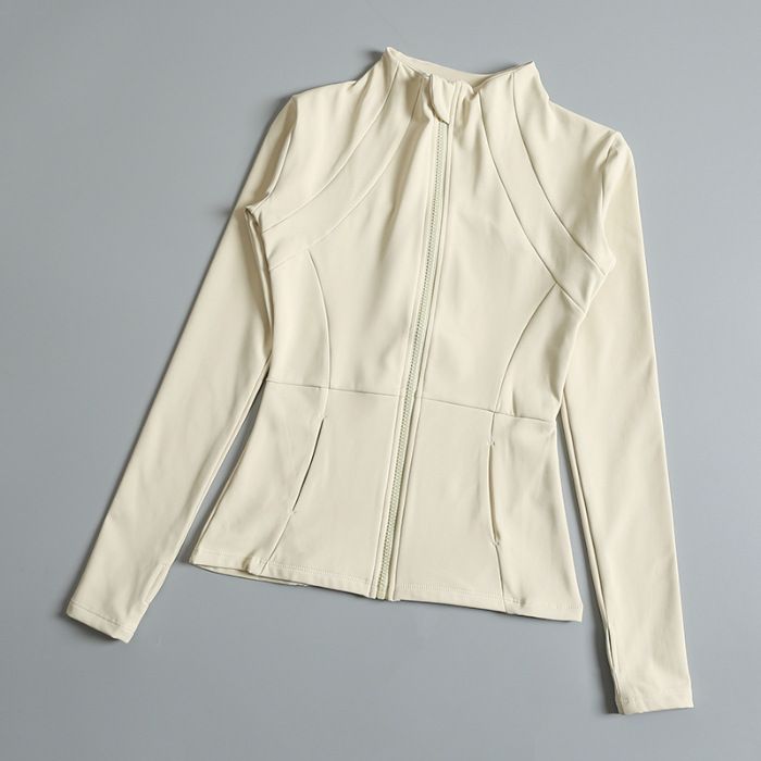 Women's High-Elasticity Stand Collar Denim Jacket – Lightweight Zip-Up Spring/Summer Coat With Strip Detail_mkmklike.com