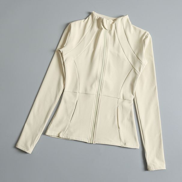 Women's High-Elasticity Stand Collar Denim Jacket – Lightweight Zip-Up Spring/Summer Coat With Strip Detail_mkmklike.com