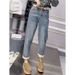 Plus Size Fleece-Lined Thickened Stretch Straight-Leg Jeans For Women Winter Loose Slimming High-Waisted Dad Harem_mkmklike.com