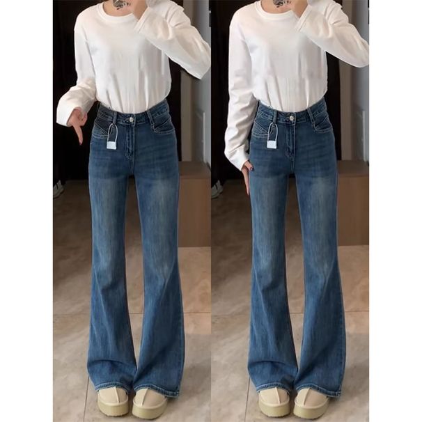 High Waist Plus Size Pear Shaped Retro Flared Jeans Slimming Stretchy Horseshoe Pants For Women 2025 New Style_mkmklike.com