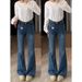 High Waist Plus Size Pear Shaped Retro Flared Jeans Slimming Stretchy Horseshoe Pants For Women 2025 New Style_mkmklike.com