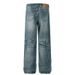 Men's Clothing High Street Retro Blue Washed Distressed Wide Leg Jeans For Men And Women Loose Straight American Trendy Brand Straight_mkmklike.com
