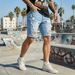Slim-fit Ripped Elastic Denim Shorts Men's Trendy Brand INS Wind Beggar Five-point Pants Summer_mkmklike.com