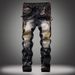 Men's Clothing Trendy Embroidered Wings Ripped Jeans American Street Style Supply_mkmklike.com