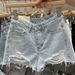 Trendy Light Colored Denim Shorts for Women Thin Loose Fit plus Size Frayed Edges Wide Leg a Line Hot Pants Summer Wear_mkmklike.com