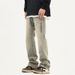 Nordmann American Retro Mud Yellow Jeans For Men Loose Straight Casual Autumn Winter Style Cool Trendy Workwear Long Pants_mkmklike.com
