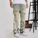 Unisex Distressed Splash Paint Flared Jeans Loose Fit Hip Hop Denim Pants Patchwork Design_mkmklike.com