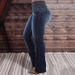 Women's Clothing New High Waist Slim Fit Elastic Button Row Women's Flared Denim Trousers_mkmklike.com