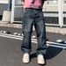 Men's Clothing Autumn And Winter New Embroidery Printing Retro Washed Jeans Men's Trendy Brand Straight Wide-leg Pants_mkmklike.com