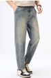 Men's Versatile Straight Leg Cropped Jeans mid Waist Loose Fit Trendy Street Style Basic Flattering for All Body Types plus Size_mkmklike.com