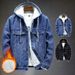 Men's Clothing New Thick Warm Men's Cotton Coat Winter Imitation Lambskin Cold Proof Hooded Plush Denim Jacket Men_mkmklike.com